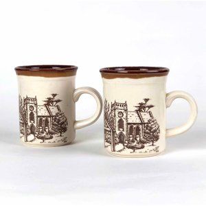 Set of 2 Biltons of England Vtg English Ironstone Tableware Mug Village Scenes
